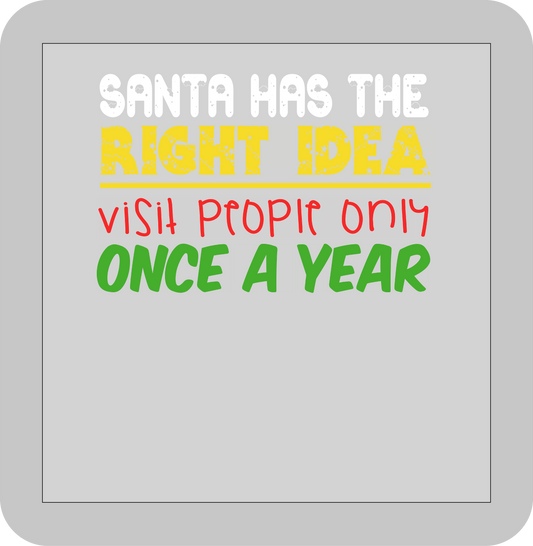 Christmas , Santa has the right idea visit people only once a year -DTF transfer